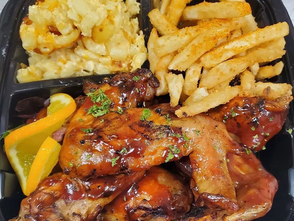 Barbecue combo platter with sides
