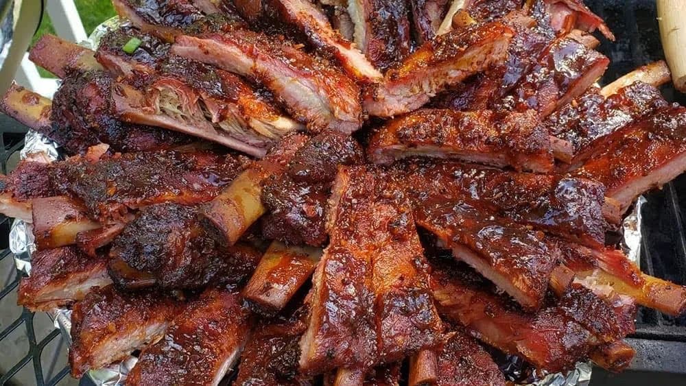 Rack of tender smoked ribs
